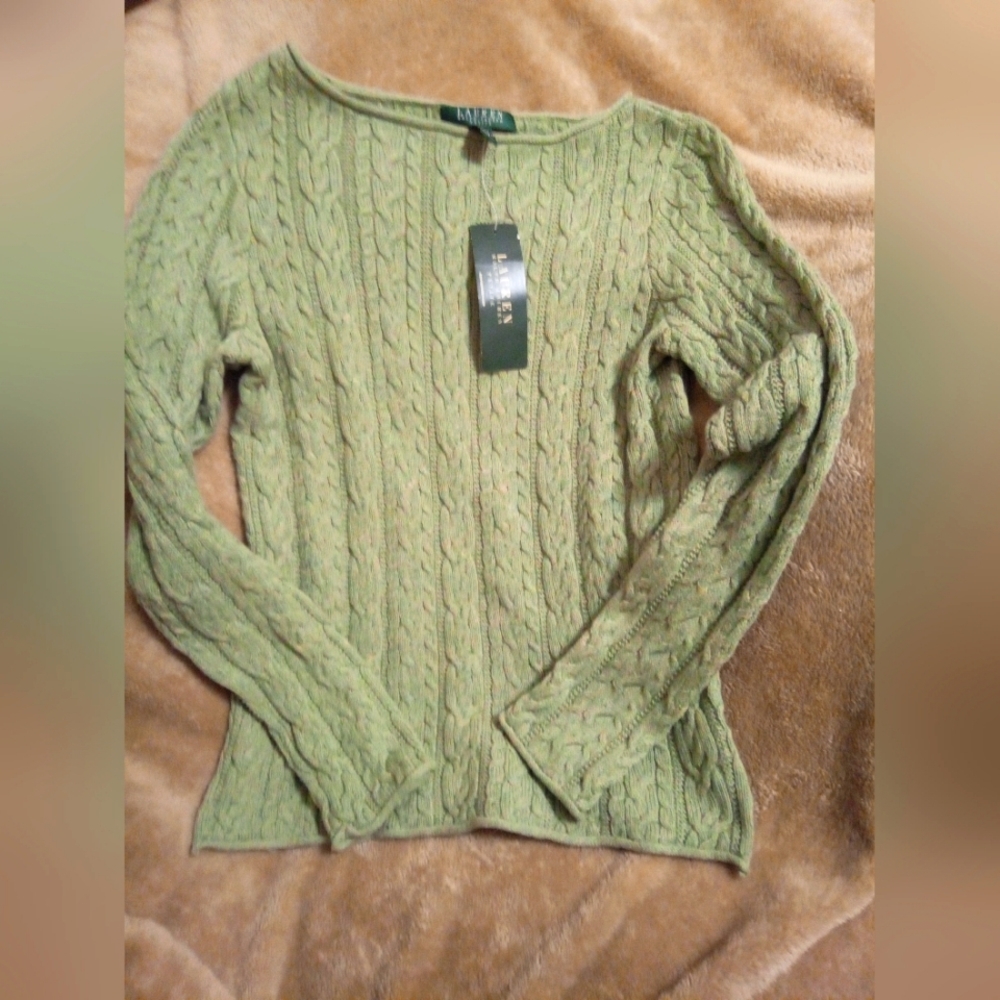 Cida's - Lauren Ralph Lauren petite Green Lightweight Sweater - NWT